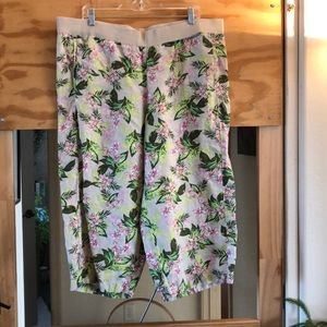 Jjill cropped linen floral pants, XL petite